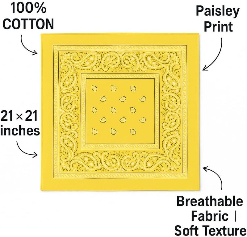 SUNRIBE 3 Pack Paisley Bandanas – 100% Cotton Square 21x21 Head Wrap, Headband, Face Cover, Neck Scarf for Men & Women - Image 4
